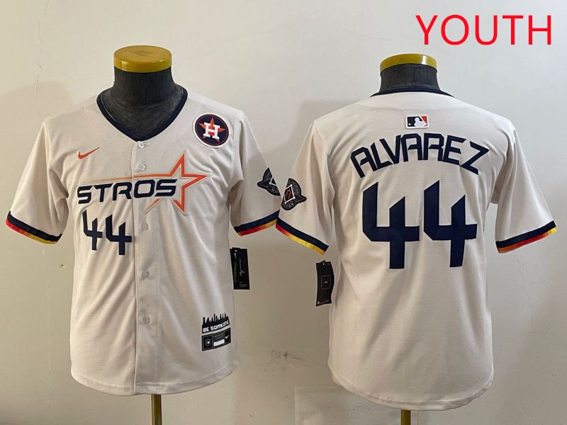 Youth Houston Astros #44 Alvarez Cream Three generations Joint Name 2025 Nike MLB Jersey style 4115->youth mlb jersey->Youth Jersey